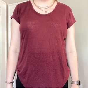 Old Navy Maroon Scoop Neck Lightweight Tee